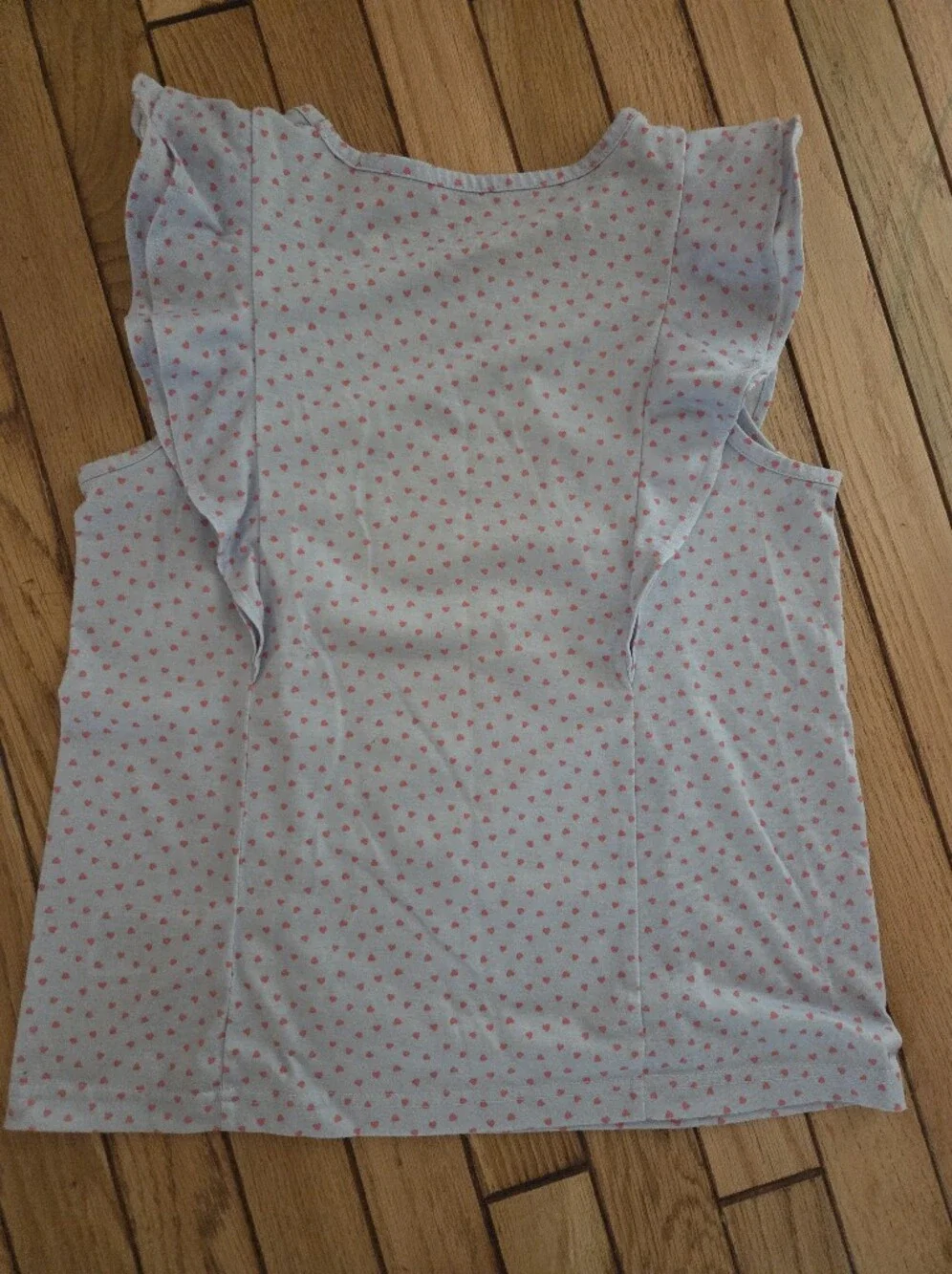 GAP Light Blue Pajama Set with Pink Dot Print - Ruffle Sleeves & Shorts